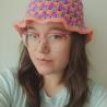 Thumbnail for Gehaakte bucket hat | Koraal, lavendel en mauve