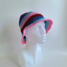 Thumbnail for Gehaakte bucket hat | Donkerblauw, turquoise, roze en rood
