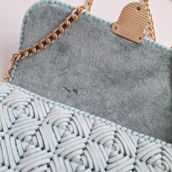 Geweven crossbody tas | Mintgroen en goud