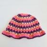 Thumbnail for Gehaakte bucket hat | Pasteloranje, koraaloranje, Barbie roze, aubergine paars en paars