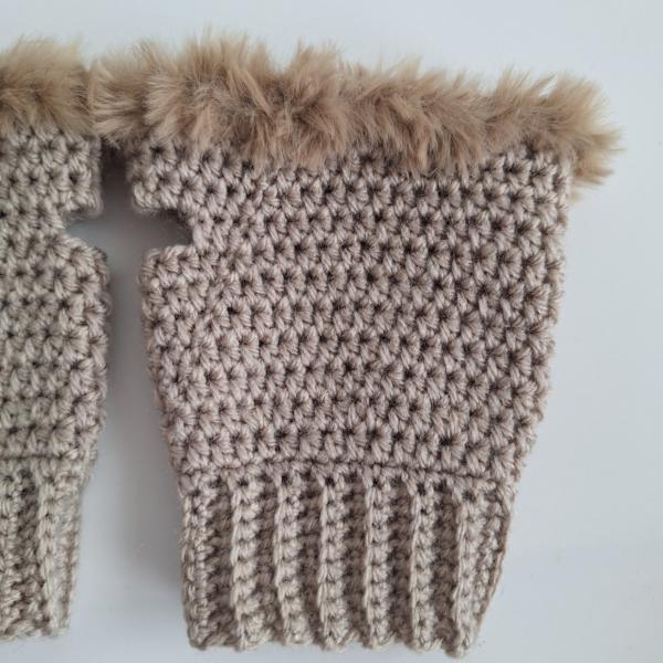 Gehaakte handschoenen - gehaakte vingerloze handschoenen | Beige