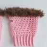 Thumbnail for Gehaakte handschoenen - gehaakte vingerloze handschoenen | Lichtroze en bruin