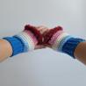Thumbnail for Gehaakte handschoenen - gehaakte vingerloze handschoenen | Blauw, lichtblauw, crème, lichtroze en wijnrood