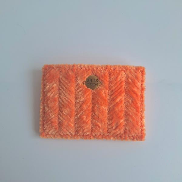 Geweven pasjeshouder | Oranje velvet look