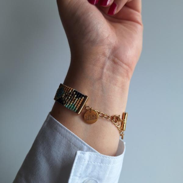 Geweven kralen armband 'Turquoise hexagon'