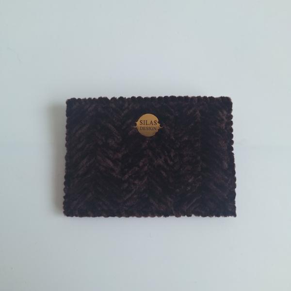 Geweven pasjeshouder | Donkerbruin velvet look