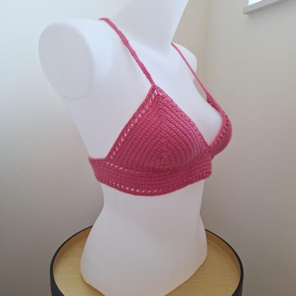 Gehaakt topje 'boho top hot pink'