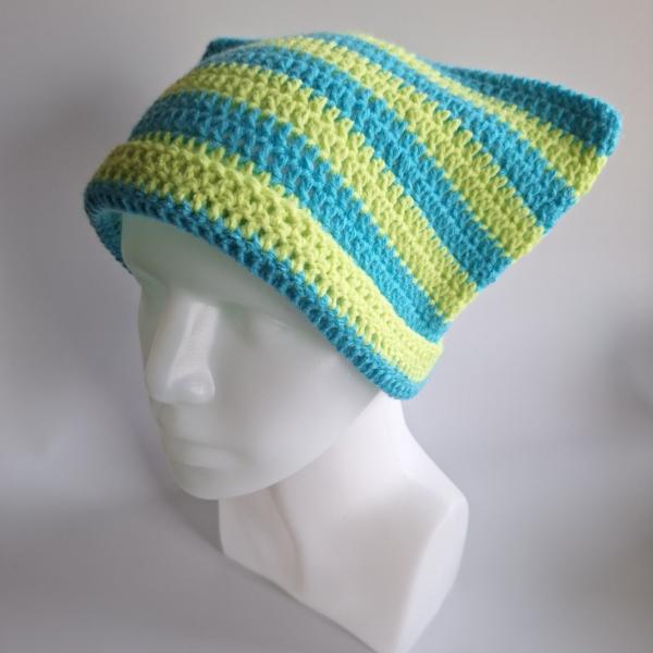 Gehaakte muts | Limegroen en turquoise