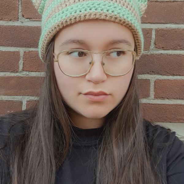 Gehaakte muts | Beige en mintgroen