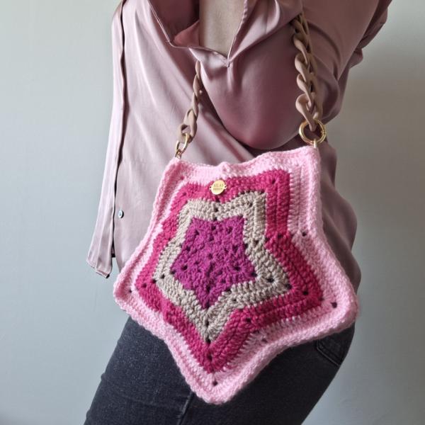 Gehaakte tas 'Roze ster'