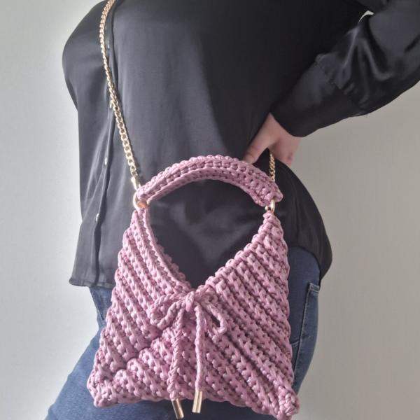 Gehaakte crossbody tas | Glitter lila