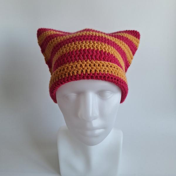 Gehaakte muts | Oranje en fuchsia