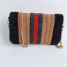 Thumbnail for Geweven crossbody tas | Lichtbruin, donkergroen, rood en zwart
