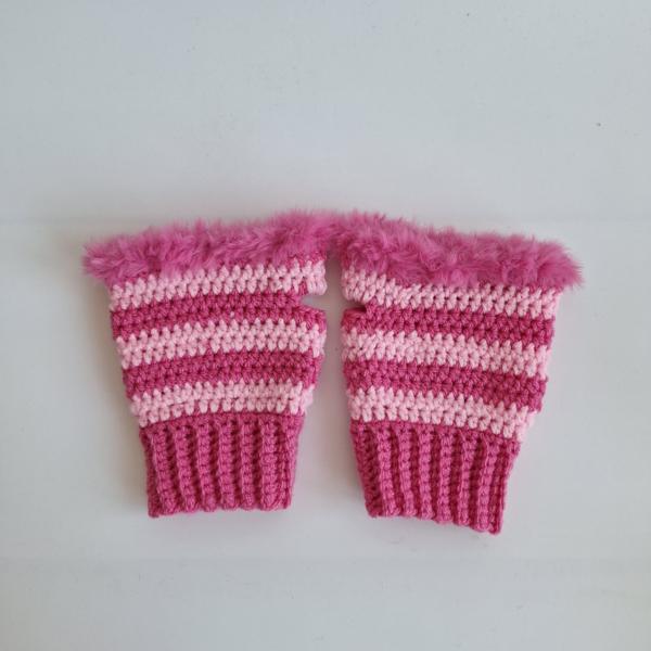 Gehaakte handschoenen - gehaakte vingerloze handschoenen | Knalroze en lichtroze