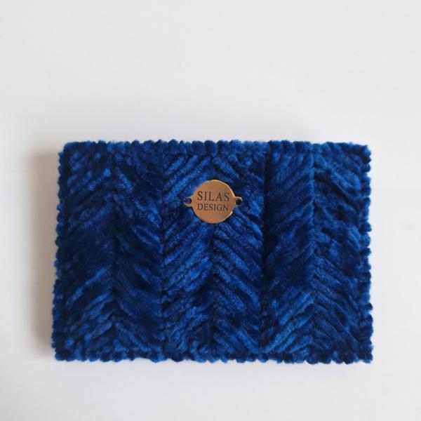 Geweven pasjeshouder | Donkerblauw velvet look