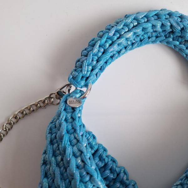 Gehaakte crossbody tas | Glitter blauw