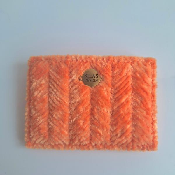 Geweven pasjeshouder | Oranje velvet look