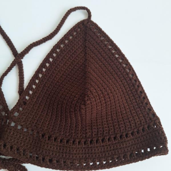 Gehaakt topje 'Boho top koffie'