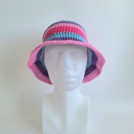 Gehaakte bucket hat | Blauw, paars, lavendel en roze