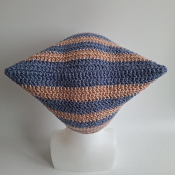 Gehaakte muts | Denimblauw en oudroze