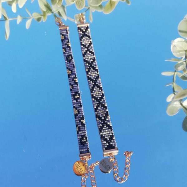 Geweven kralen armband | Grijs luipaard