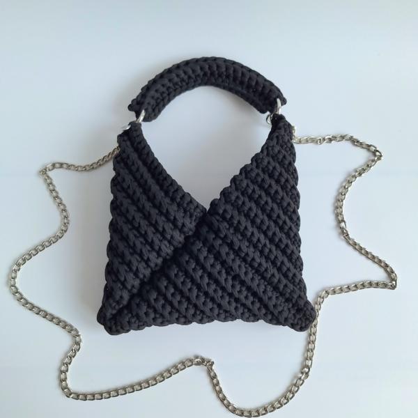 Gehaakte crossbody tas | Zwart