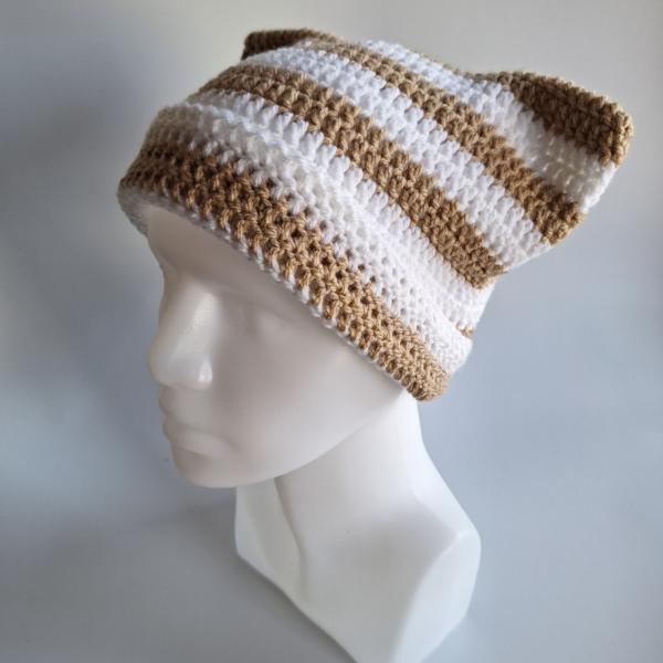 Gehaakte muts | Wit en beige