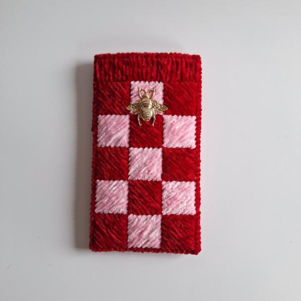 Geweven brillenkoker | Rood en roze