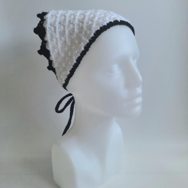 Gehaakte bandana | Wit en zwart
