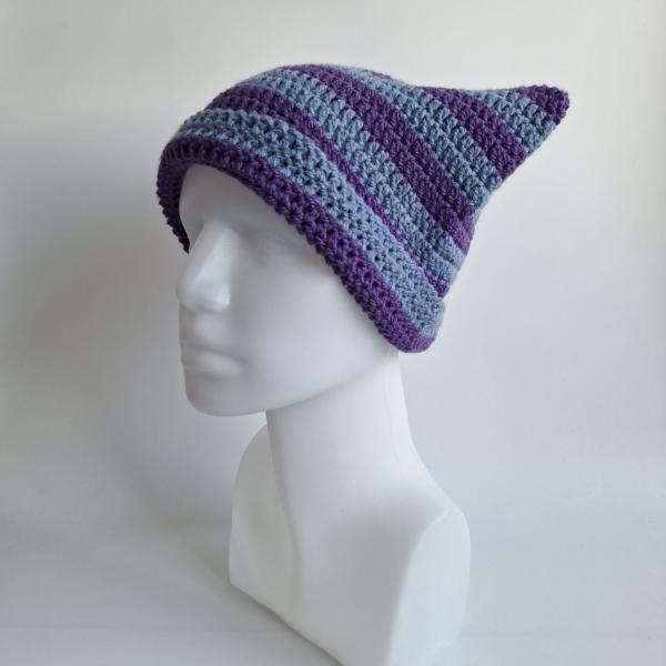 Gehaakte muts | Paars en denimblauw
