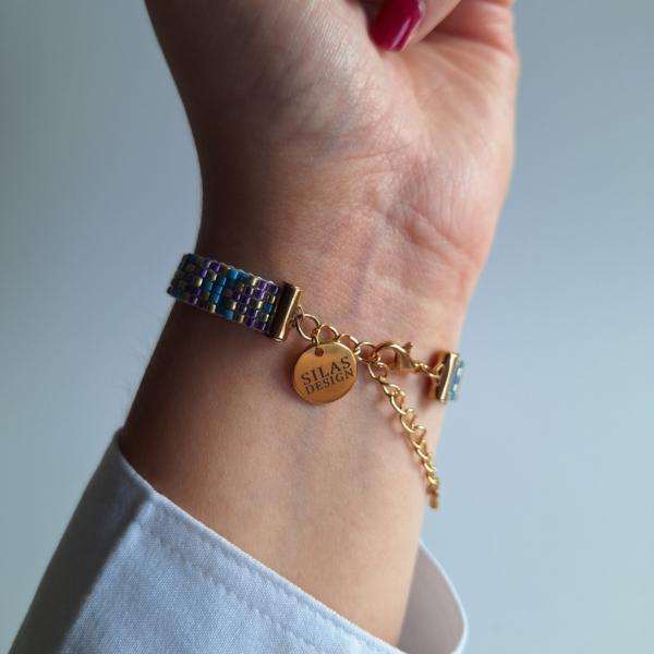 Geweven kralen armband | Paarse chevron