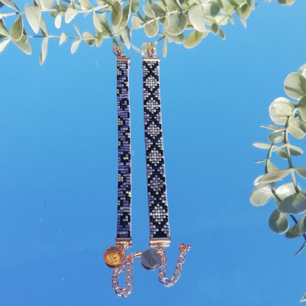 Geweven kralen armband | XOXO zwart en grijs