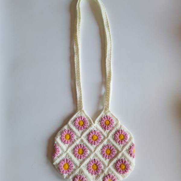 Gehaakte tas | Wit madeliefjes