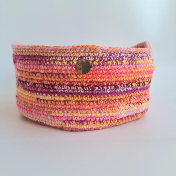 Gehaakte opbergmand | Roze gemêleerd