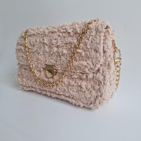 Geweven crossbody tas | Beige en goud