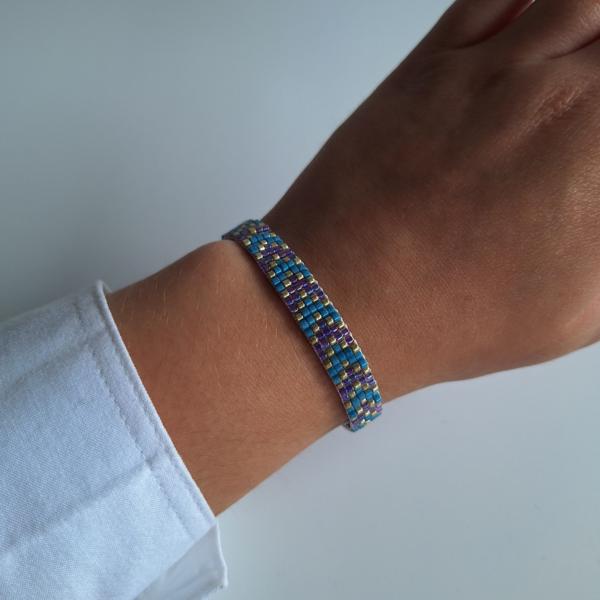 Geweven kralen armband | Paarse chevron