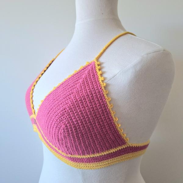 Gehaakt topje | Roze en geel