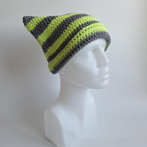 Gehaakte muts | Limoengroen en grijs