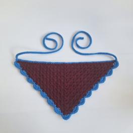 Gehaakte bandana | Wijnrood en blauw