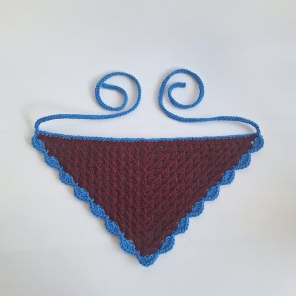Gehaakte bandana | Wijnrood en blauw