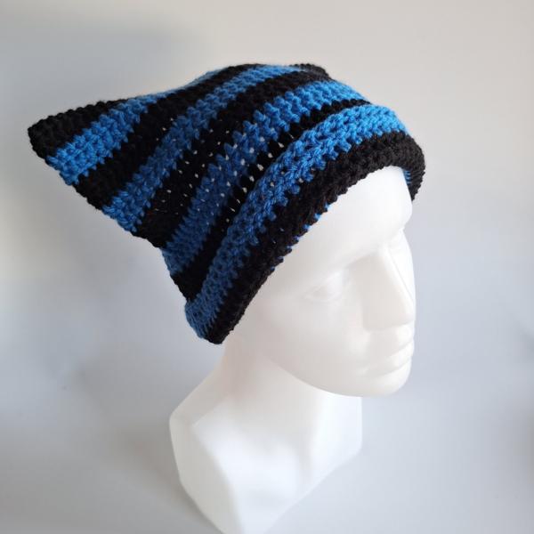 Gehaakte muts | Zwart en blauw