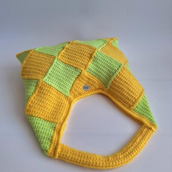 Gehaakte checker handtas 'Geel en groen'