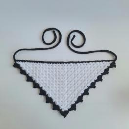 Gehaakte bandana | Wit en zwart