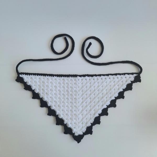 Gehaakte bandana | Wit en zwart