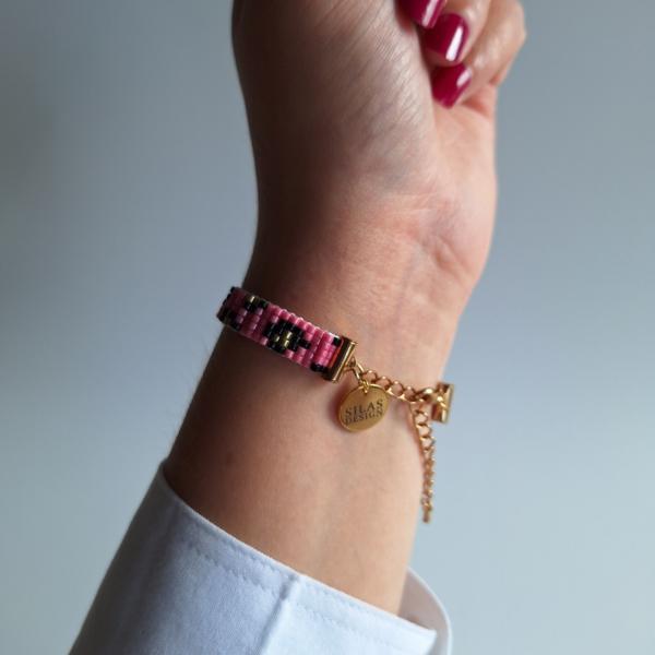 geweven kralen armband | Knalroze luipaard