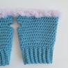 Thumbnail for Gehaakte handschoenen - gehaakte vingerloze handschoenen | Denimblauw en lila