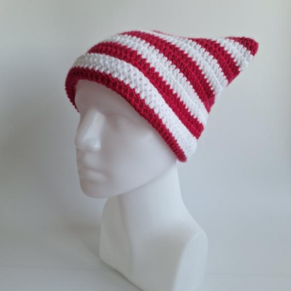 Gehaakte muts | Fuchsia en wit