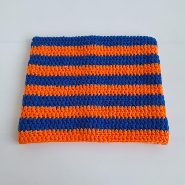 Gehaakte muts | Kobaltblauw en oranje