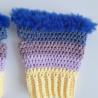 Thumbnail for Gehaakte handschoenen - gehaakte vingerloze handschoenen | Geel, lila, taupe, denimblauw en kobaltblauw