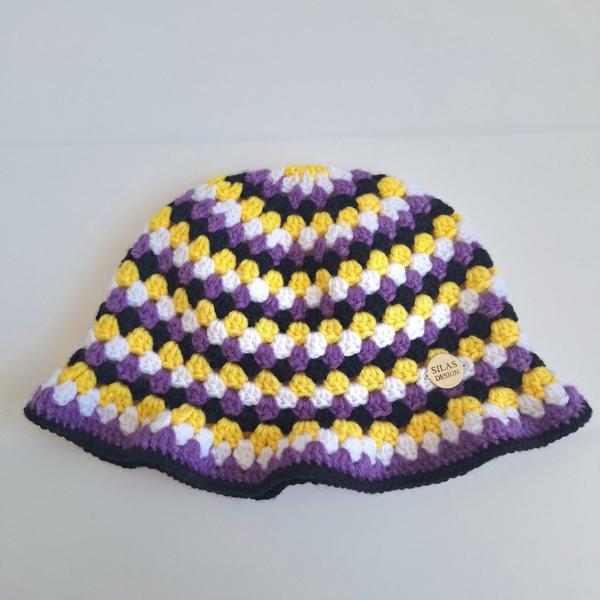 Gehaakte bucket hat | Pride non-binary vlag
